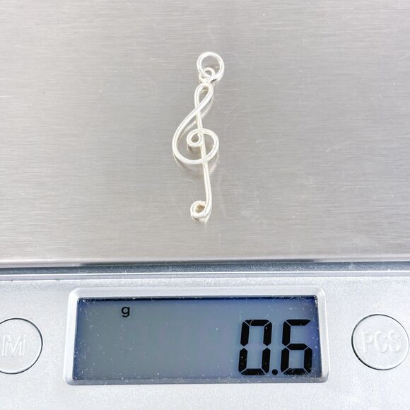 Vintage Sterling Silver 925 Treble Clef Music Note Pendant - Picture 6 of 6